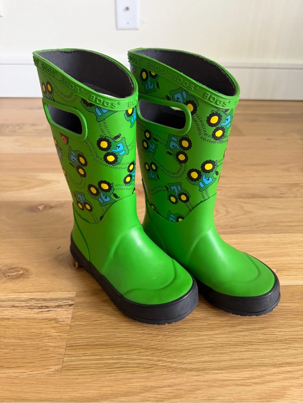 Bogs Green Tractor-Print Kids' Rain Boots - Size 12